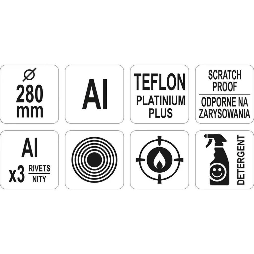Bratpfanne aus Aluminium mit Platin-Plus-Beschichtung - Durchmesser 28cm - Tiefe 45mm