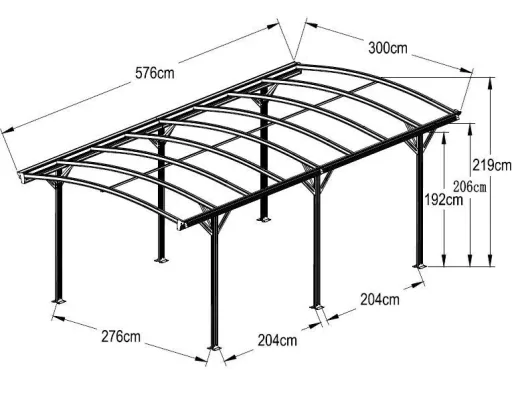 Westmann Aluminium Rundbogen Carport und Überdachung anthrazit, 576x300x220 cm