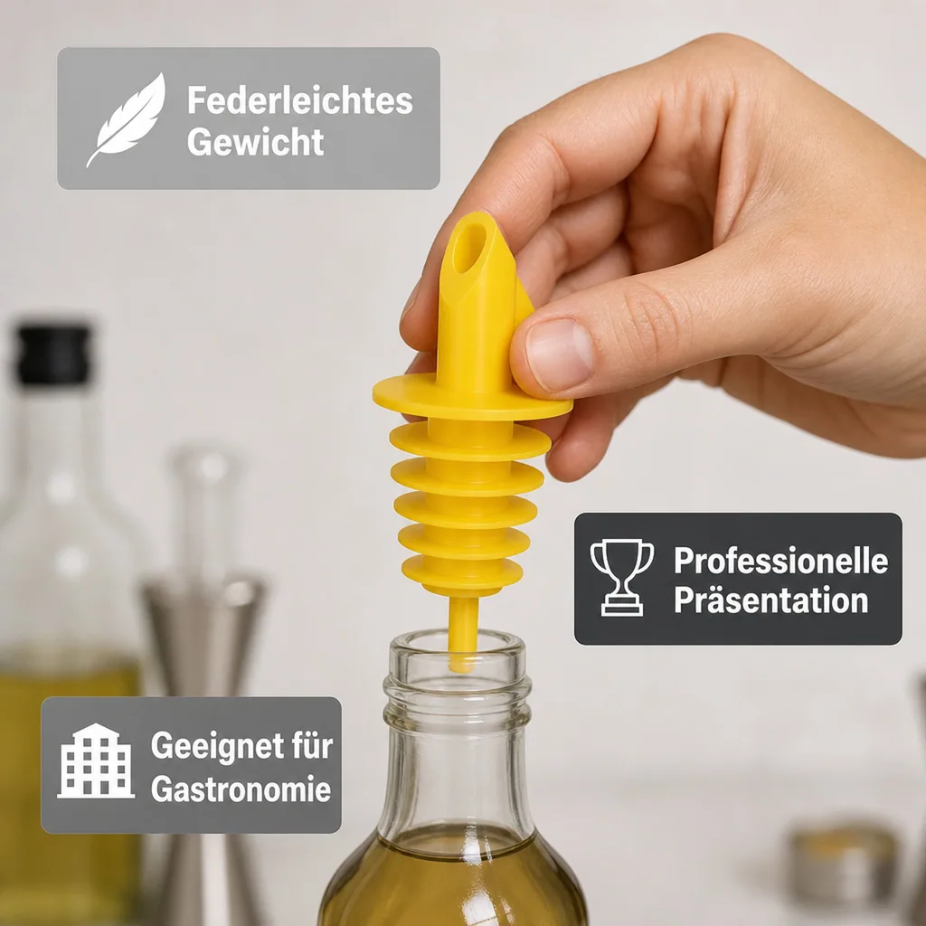 Ausgiesser - BILLY, Kunststoff, für 0,5 - 1,5 L Flaschen, mit 5 Lamellen, gelb