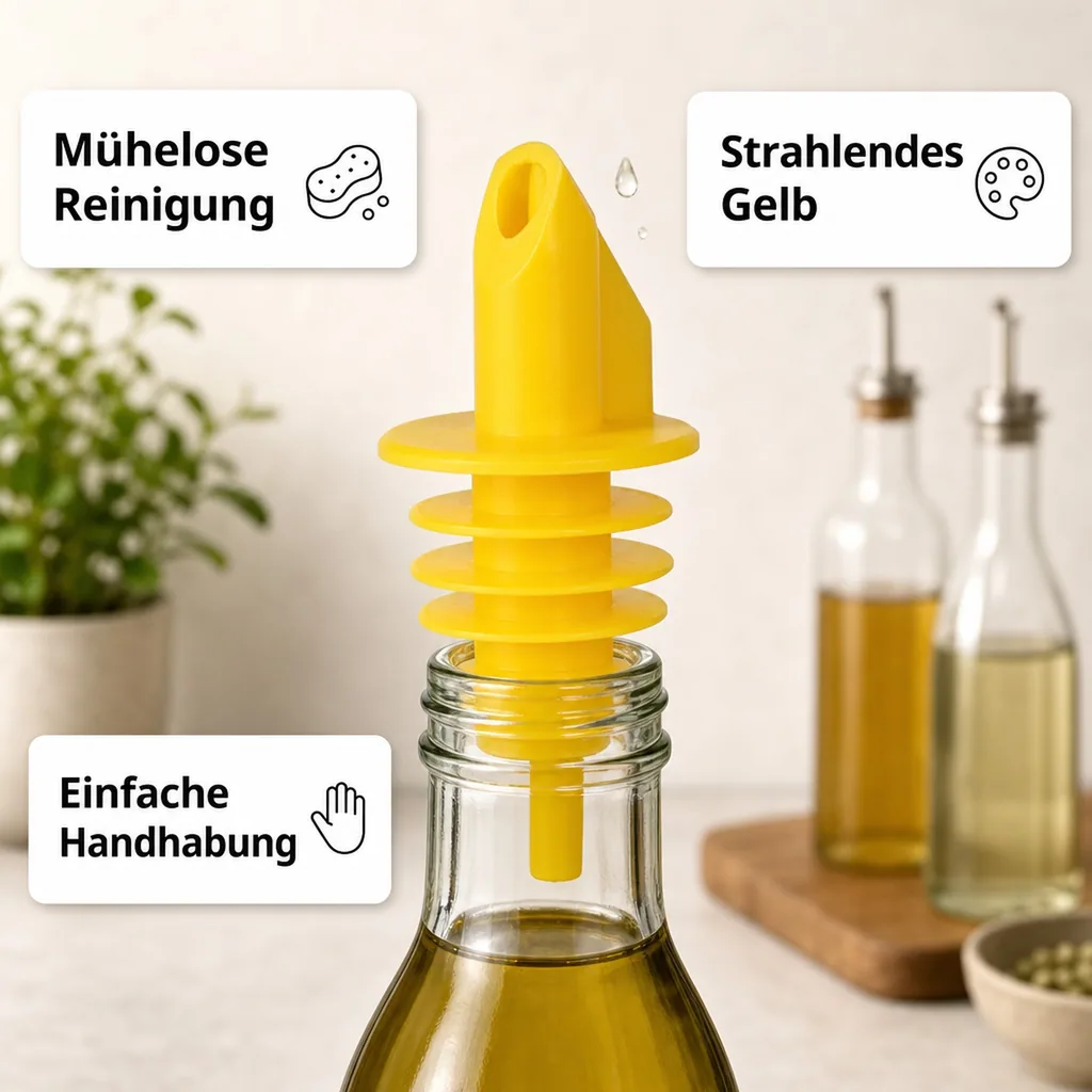 Ausgiesser - BILLY, Kunststoff, für 0,5 - 1,5 L Flaschen, mit 5 Lamellen, gelb