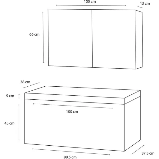 Shallow Badezimmermöbel 100cm - schwartz