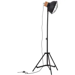 Stehleuchte Emma bundesweit mat Holzschwarz Holzbrun 60W Ø 25 cm