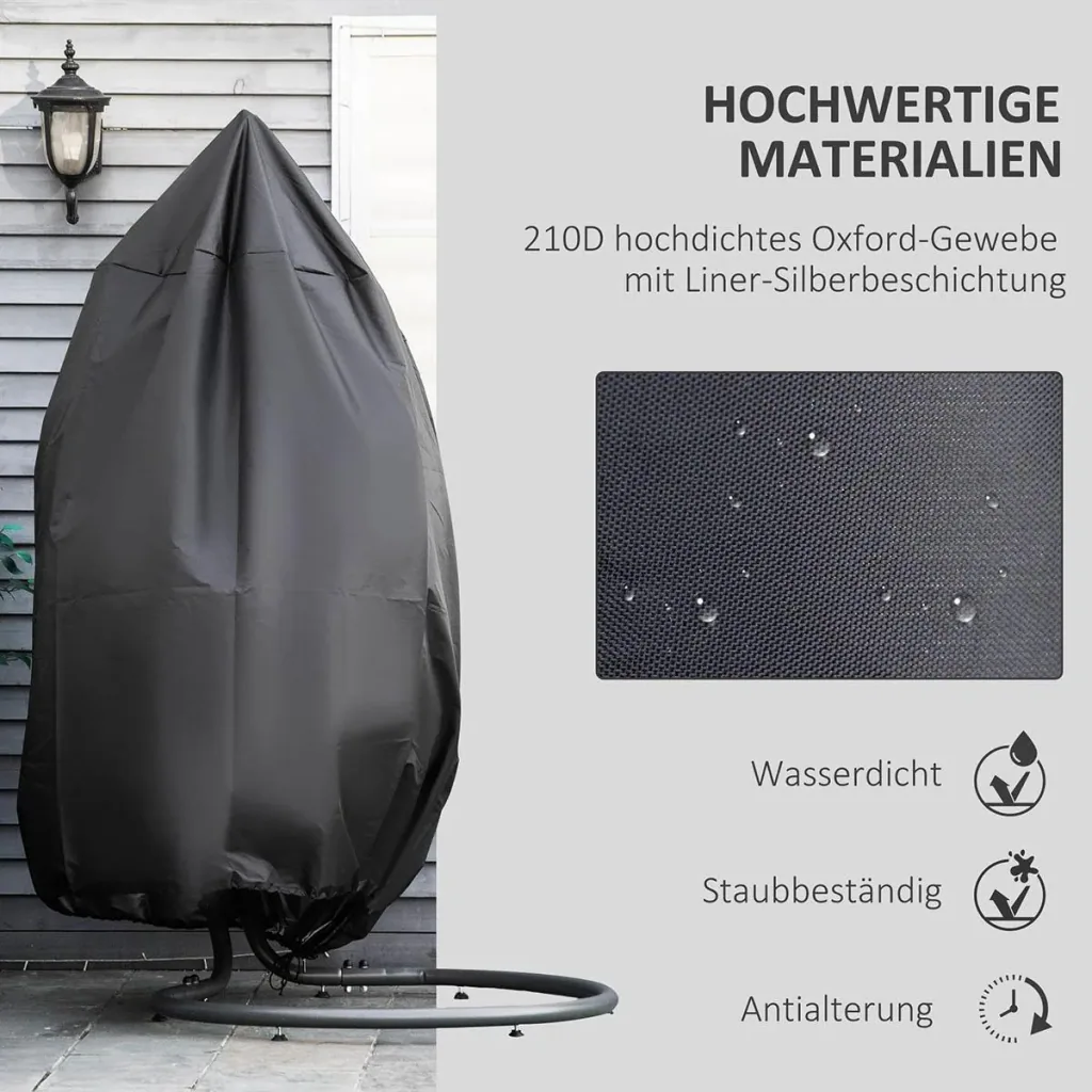 Hängesessel Abdeckung Wasserdicht 210D Oxford Outdoor Schutzhülle für Hängekorb Schwingsessel Hängestuhl Schutzhülle Ø11