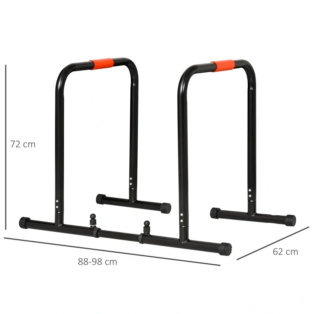 Dip Barren Fitness Parallettes Push Up Dip Station Einstellbar Fitness multifunktional Stahl Schwarz 89-99 x 62 x 72 cm