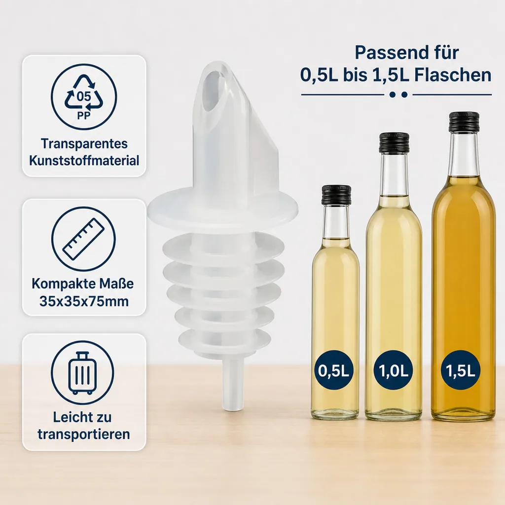 Ausgiesser - BILLY, Kunststoff, für 0,5 - 1,5 L Flaschen, mit 5 Lamellen, transparent