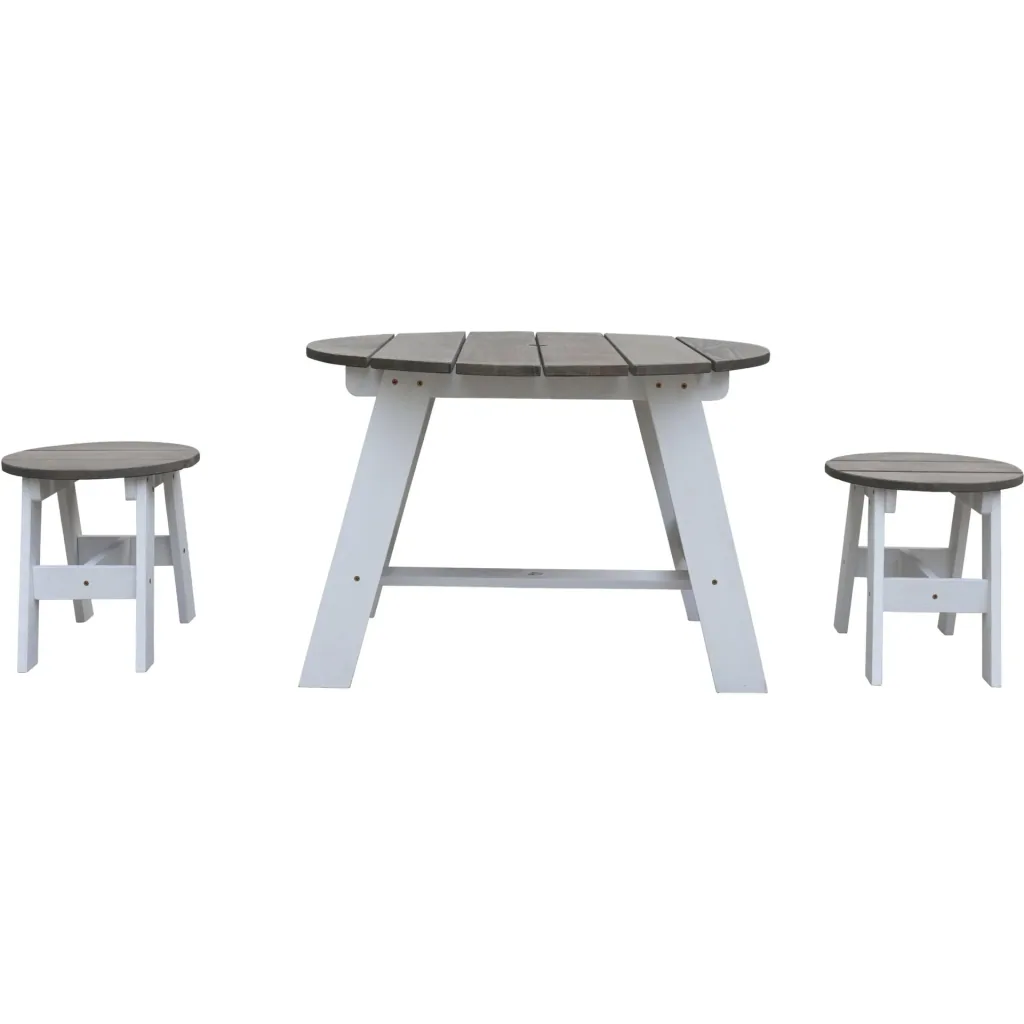3-teiliges Picknick-Set Rund Grau/weiß