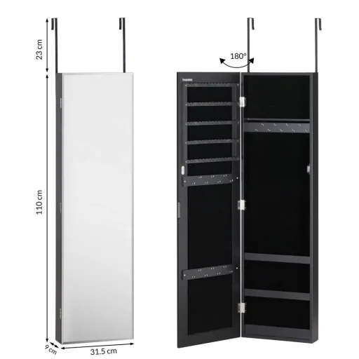 Schmuckschrank schwarz 31,5x9x110cm hängend
