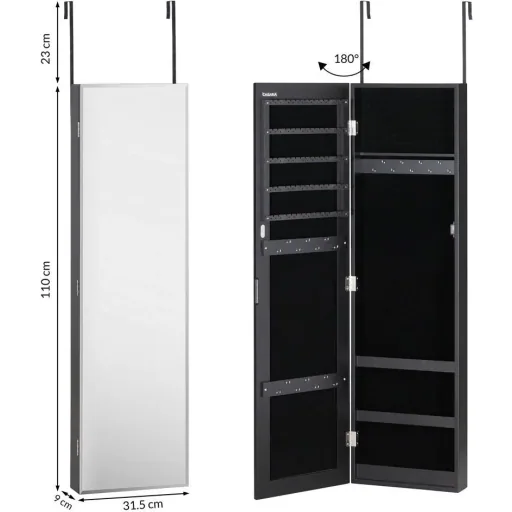Schmuckschrank schwarz 31,5x9x110cm hängend
