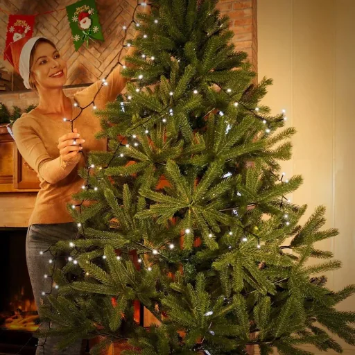 Weihnachtsbeleuchtung - 11,5 m - 160 Leds - Kaltweiß - Mit Zeitschaltuhr - Für den Innen- und Außenbereich