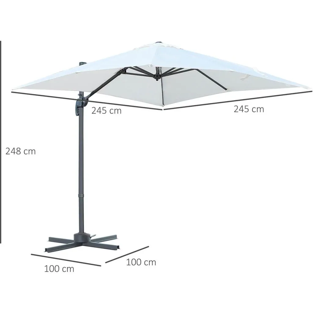 Sonnenschirm 245 x 245 cm Kurbelschirm Ampelschirm mit Kurbelvorrichtung Sonnenschutz Alu Roma Schirm Neigungswinkel ver