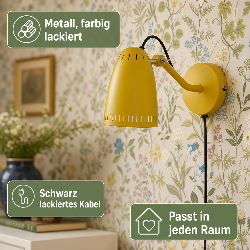 Superliving Wandlampe Metall "Dynamo" matt senfgelb