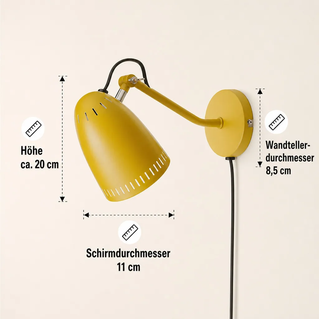 Superliving Wandlampe Metall "Dynamo" matt senfgelb