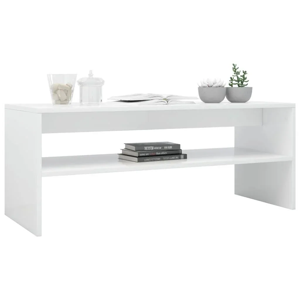 Couchtisch 100x40x40 cm Hochglanz weiß Spanplatte