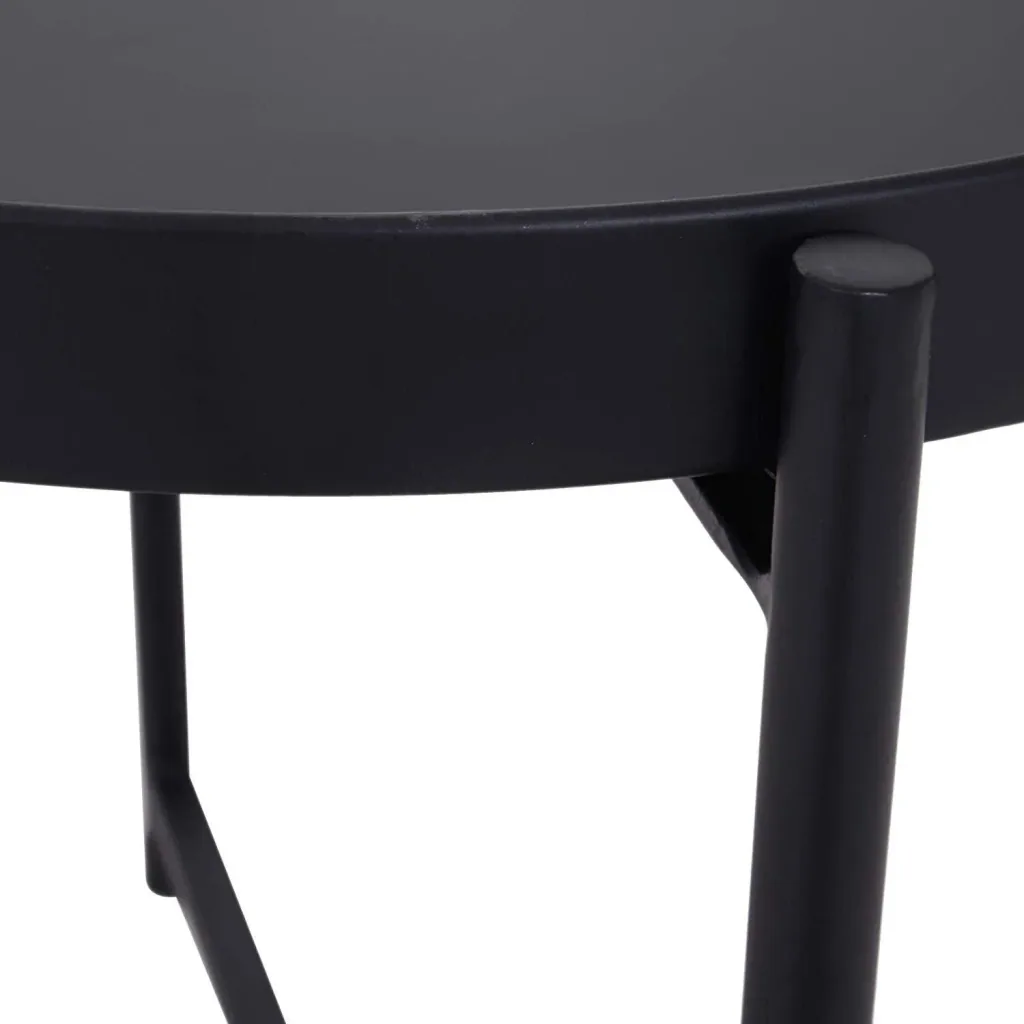 Beistelltisch Couchtisch Kaffeetisch Tablett Metall Schwarz Ø55 x H50 cm