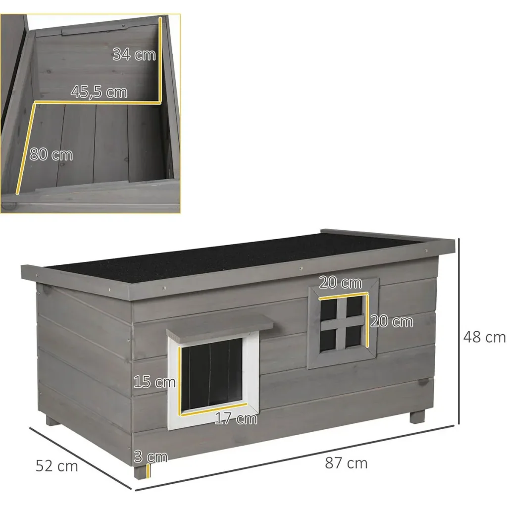 Katzenhaus - Indoor/Outdoor - Grau/Schwarz - 87 x 52 x 48 cm