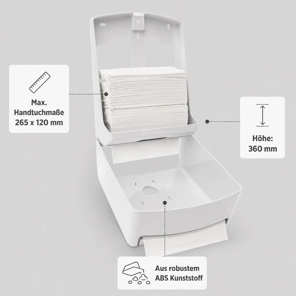 Papierhandtuchspender, Handtuchspender, Papierhandtuchhalter - PQ20MidiH, Midi, Kunststoff