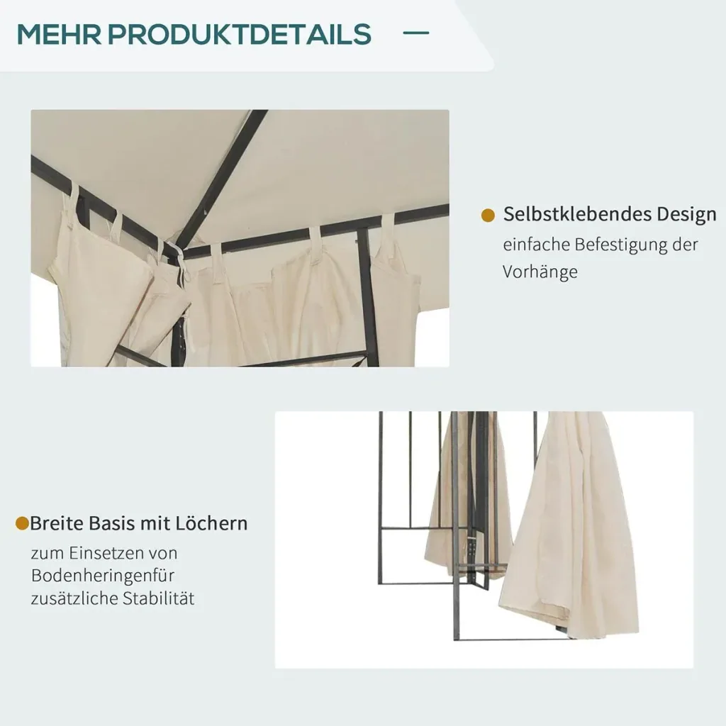Gartenpavillon Pavillon ca. 3 x 3 m Doppeldach Partyzelt Festzelt 4 x Doppel-Seitenteile wasserdicht UV-Schutz Metall Po