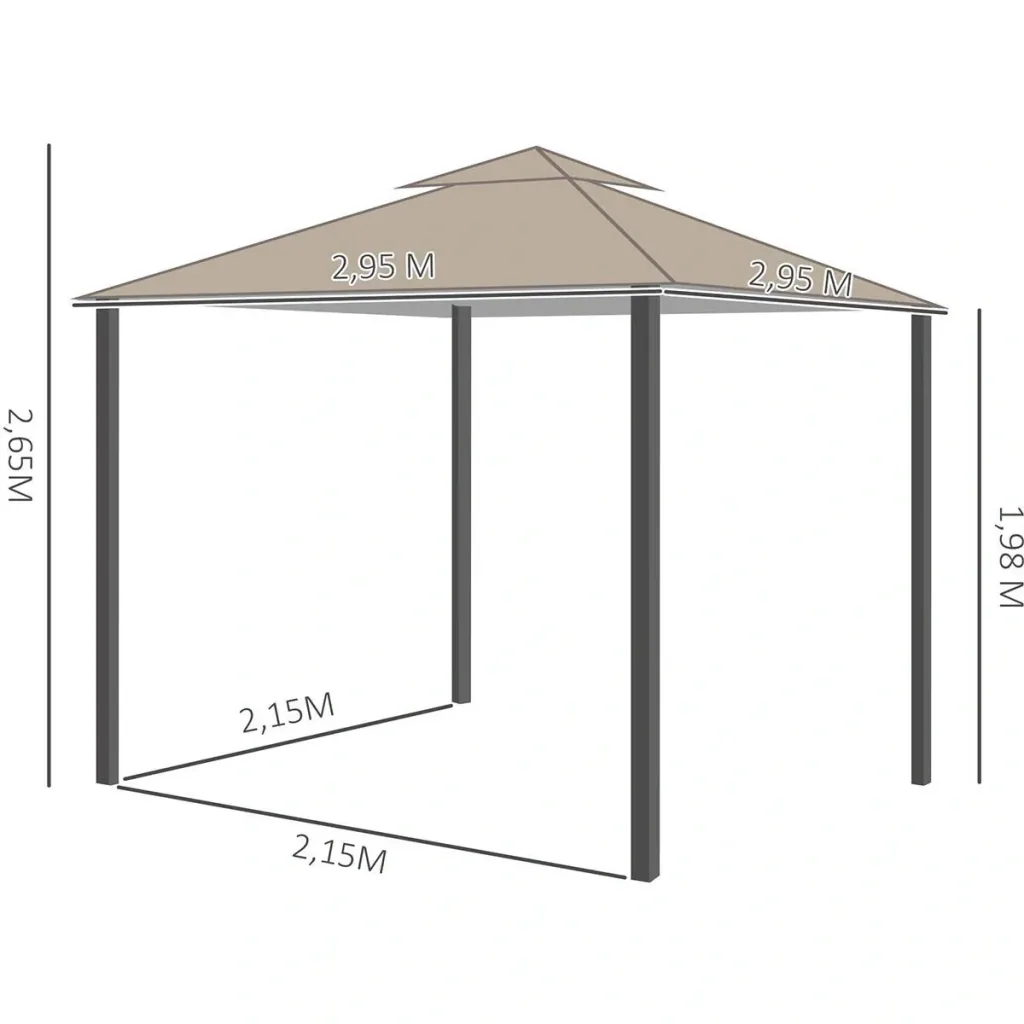 Gartenpavillon Pavillon ca. 3 x 3 m Doppeldach Partyzelt Festzelt 4 x Doppel-Seitenteile wasserdicht UV-Schutz Metall Po