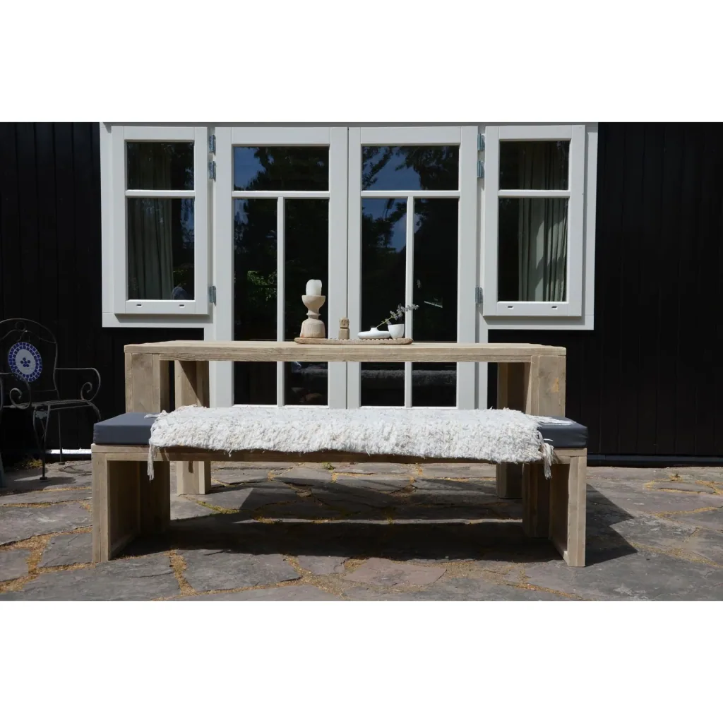 Gartenbankgerüst Holz 220 cm inkl. Wasser- und schmutzabweisendem Kissen Anthrazit