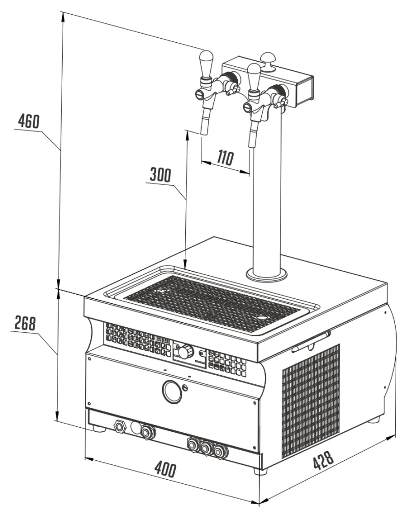 Zapfanlage, Bierzapfanlage Kontakt 55/K Profi, 2-leitig Trockenkühlgerät aus Edelstahl, 50 Liter/h Membranpumpe, Green Line