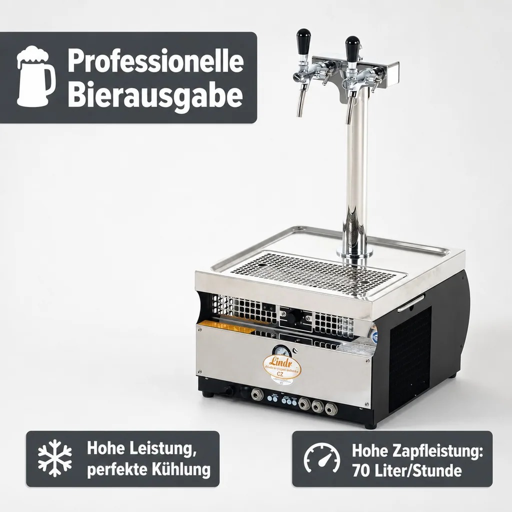 Zapfanlage, Bierzapfanlage Kontakt 55/K Profi, 2-leitig Trockenkühlgerät aus Edelstahl, 50 Liter/h Membranpumpe, Green Line