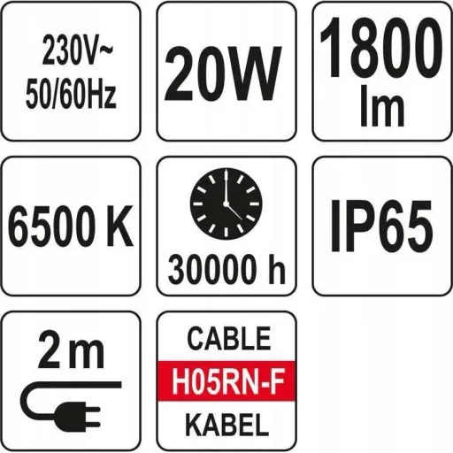 LED-Flutlicht mit Ständer - 20W - 1800LM - 120cm