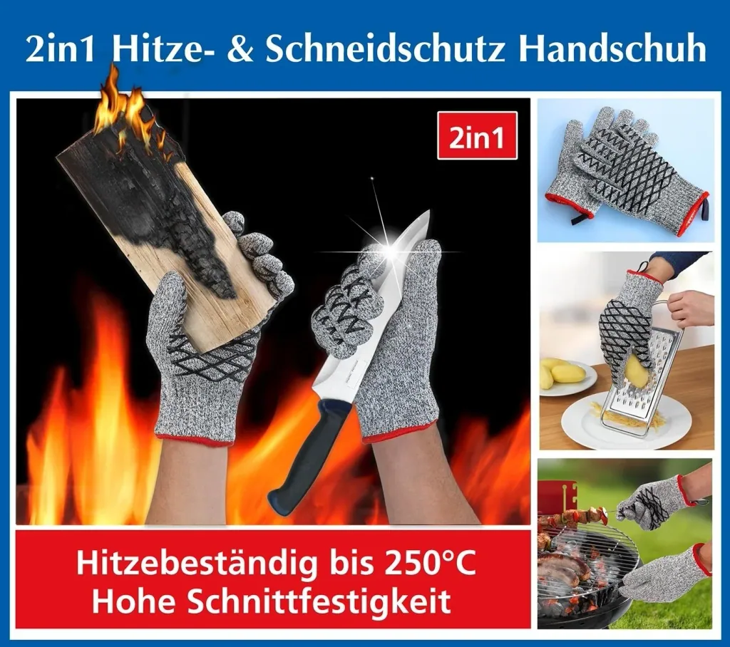 Hitze- und Schneidschutzhandschuhe, Damengröße, 1 Paar