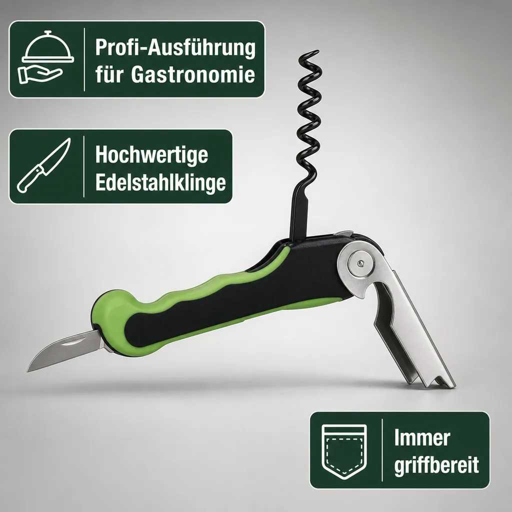 Kellnermesser, Sommeliermesser mit Kapselheber - Profi-Ausführung, für Gastronomie & Bar