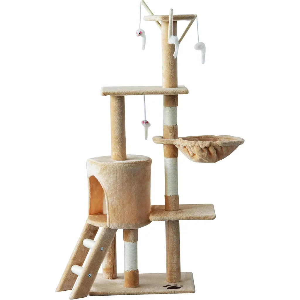 Katzenbaum Kratzbaum Katzenkratzbaum Kletterbaum 4 Spielzeug Beige
