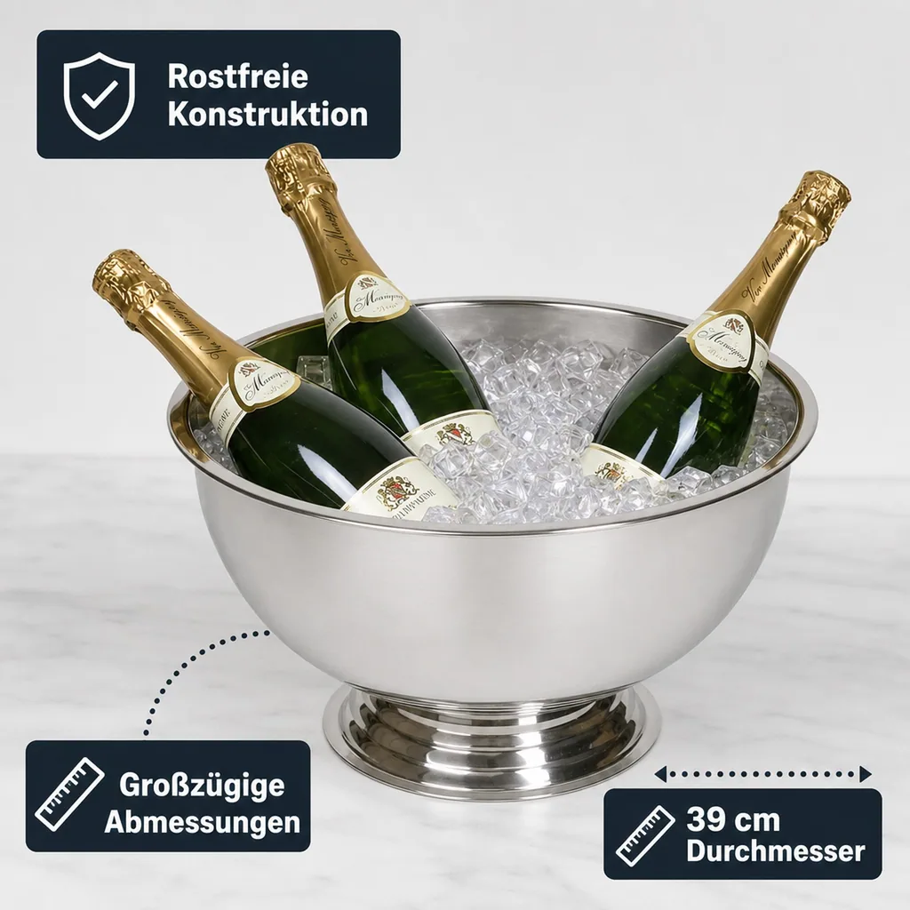 Sekt & Champagner - Sektkühler - Champagnerbowl - Edelstahl