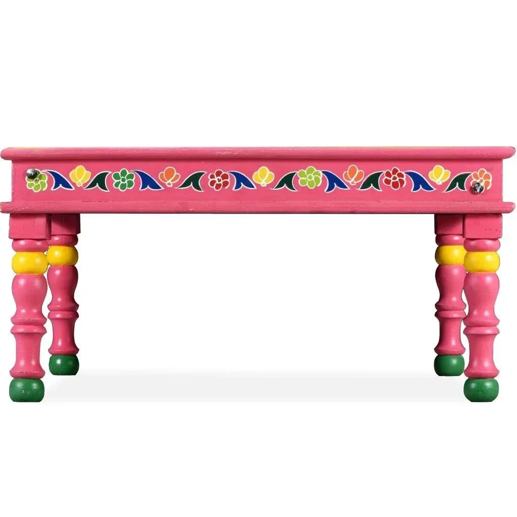 Couchtisch handbemaltes massives Mangoholz rosa
