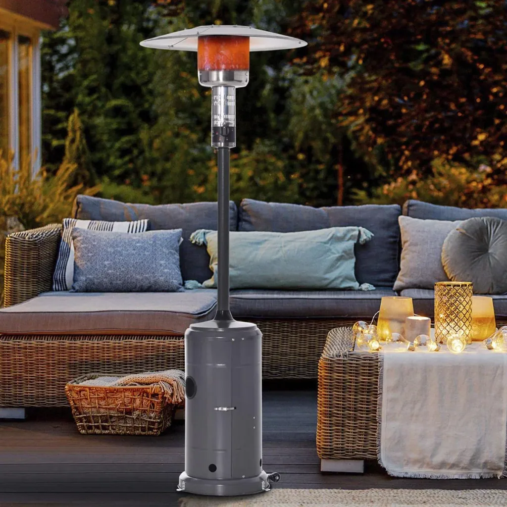 Heizstrahler Terrassenheizer mit Drehknopf Rädern Terrassenstrahler mit automatischer Sicherheitsabschaltung rollbar Gas