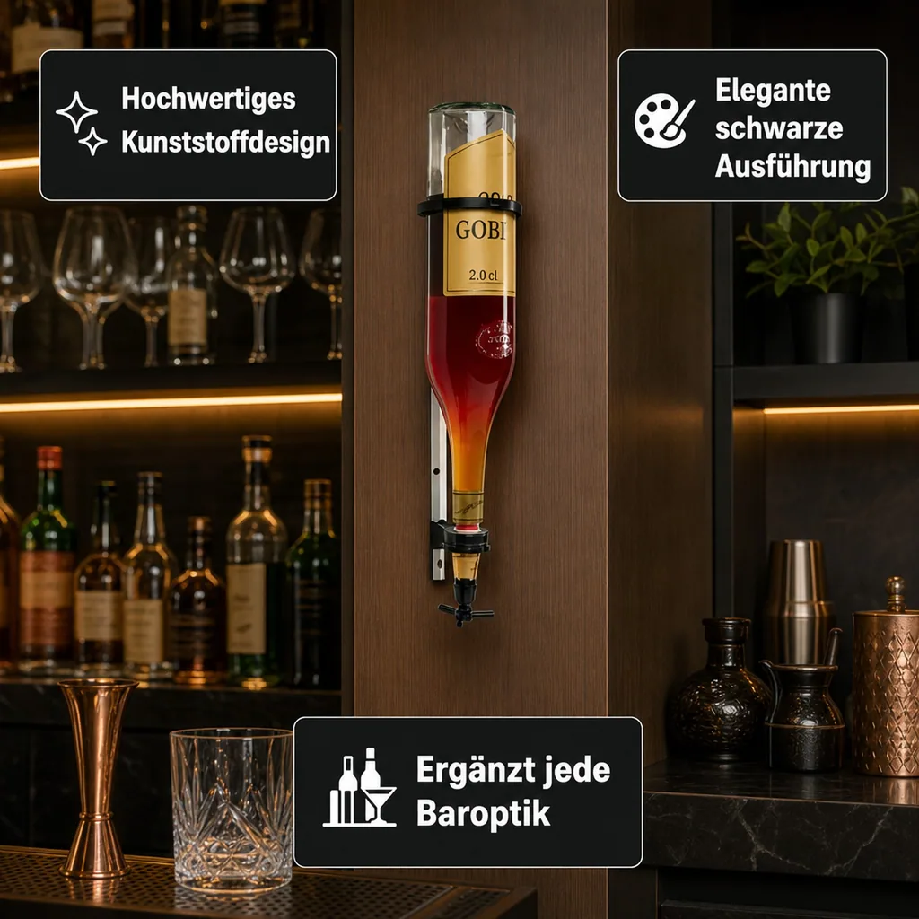 PRIMA Portionierer, Spirituosen Dosierer, Getränkeportionierer - 2.0 cl. inkl. Wandhalter für 3 Liter Flaschen