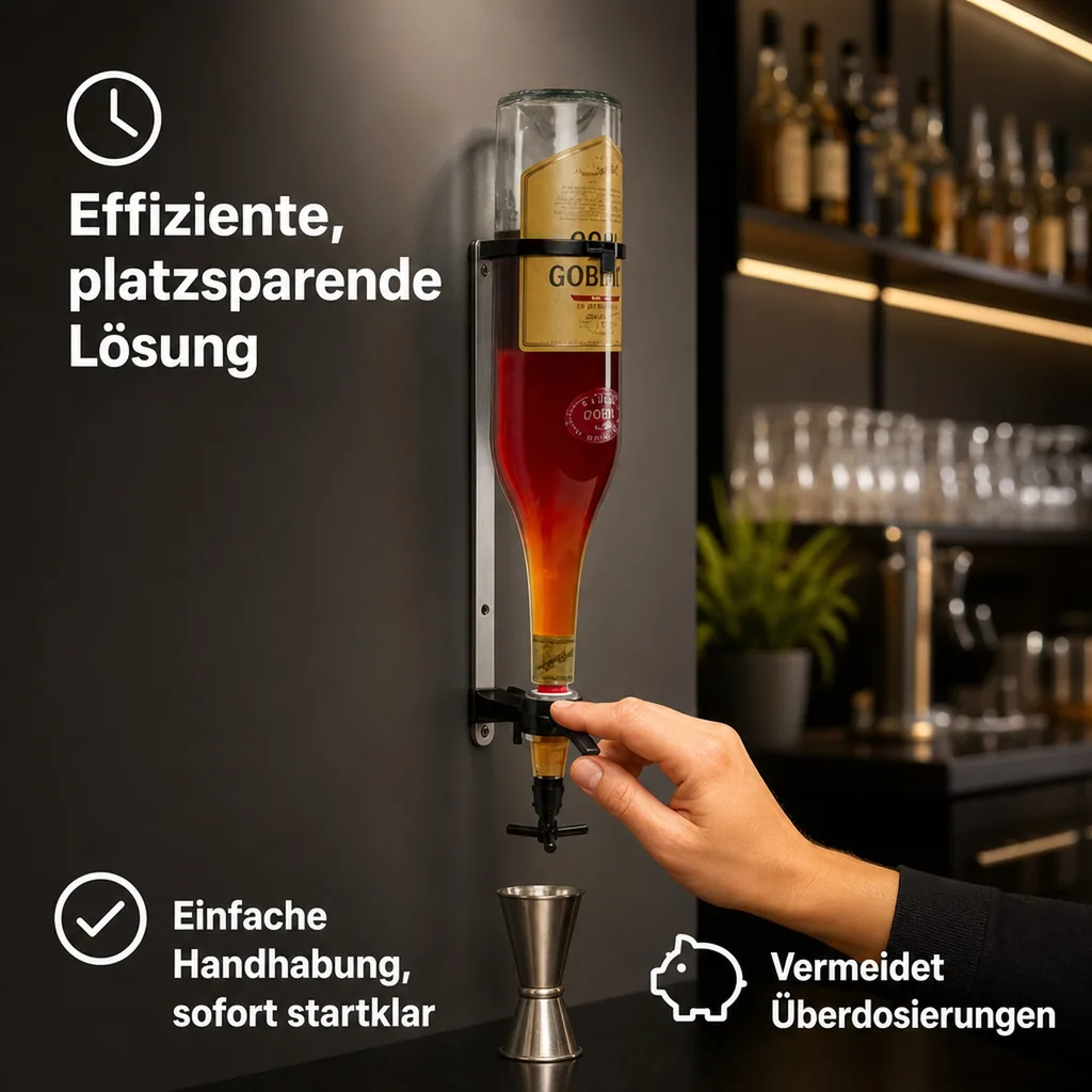 PRIMA Portionierer, Spirituosen Dosierer, Getränkeportionierer - 2.0 cl. inkl. Wandhalter für 3 Liter Flaschen