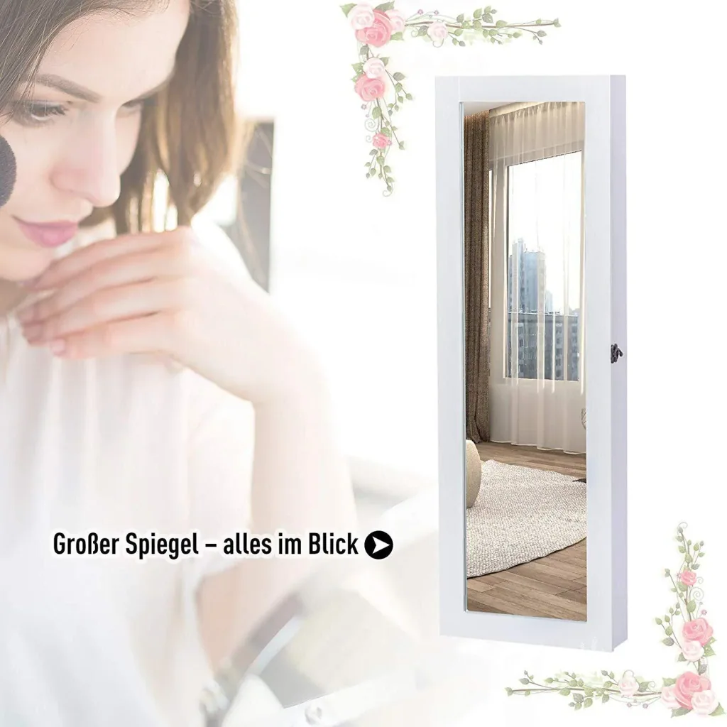 2 in 1 Schmuckschrank Wandspiegel L37 x W9.5 x H112 cm