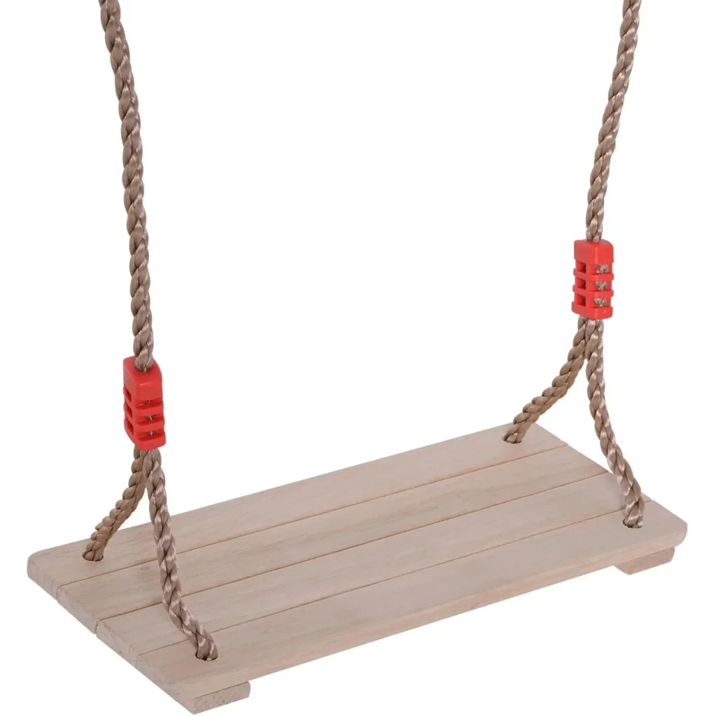 Schaukel für Kinder Spielplatz höhenverstellbares Seil wetterfest Natur L40 x B16 x H120 cm Belastbarkeit 70 kg