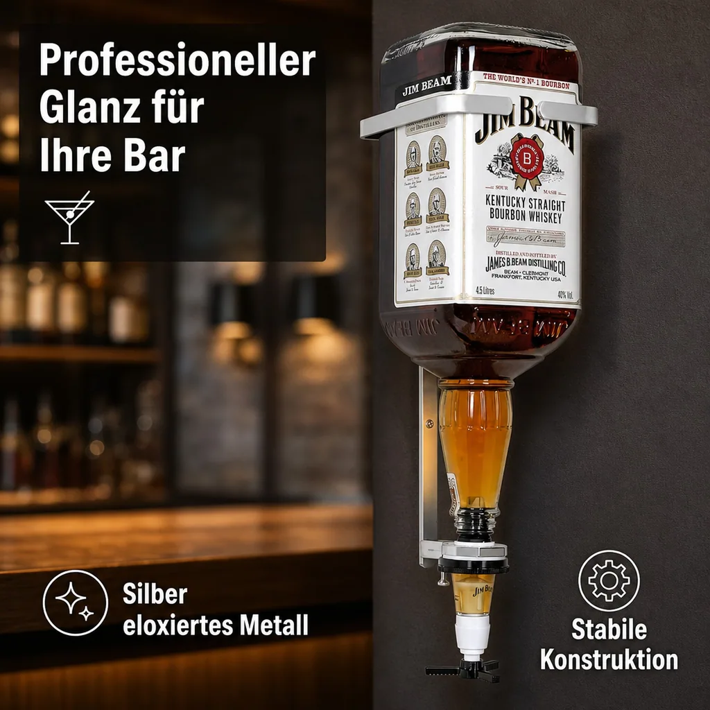 JIM BEAM Flaschenhalter, Flaschen Wandhalterung, Wandhalter für die 4.5 Liter Flasche
