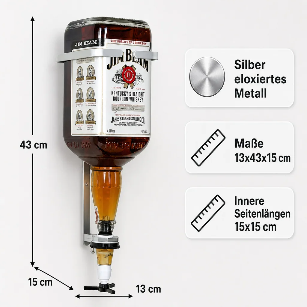 JIM BEAM Flaschenhalter, Flaschen Wandhalterung, Wandhalter für die 4.5 Liter Flasche