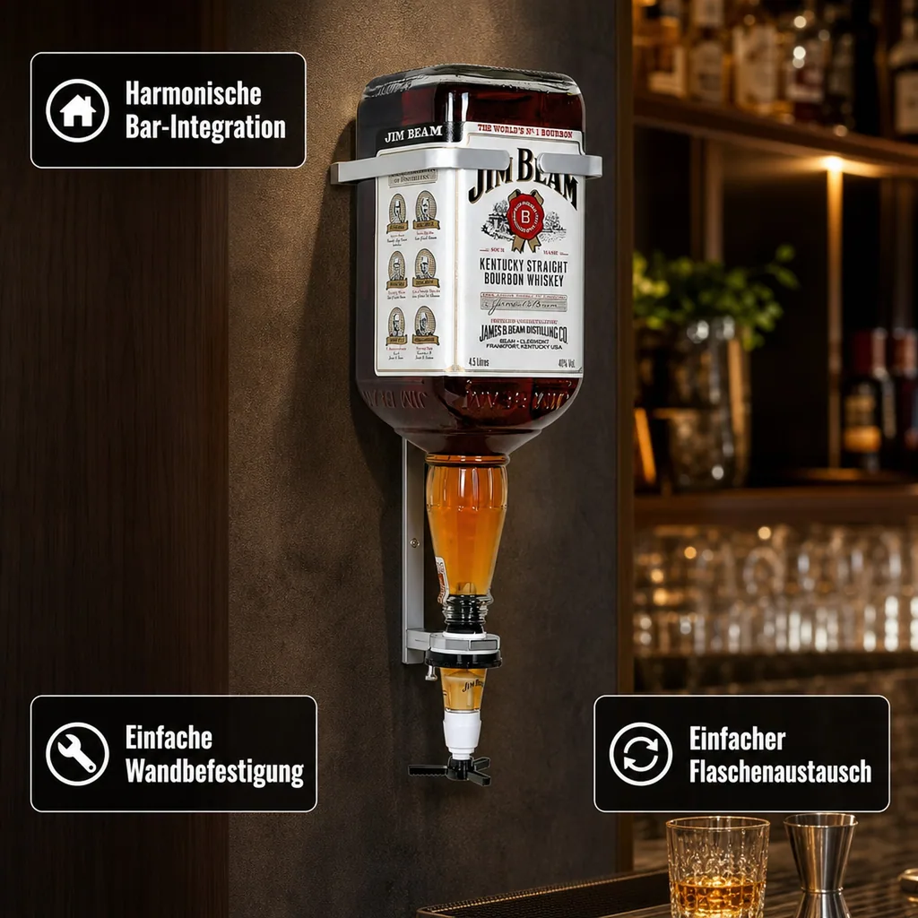 JIM BEAM Flaschenhalter, Flaschen Wandhalterung, Wandhalter für die 4.5 Liter Flasche