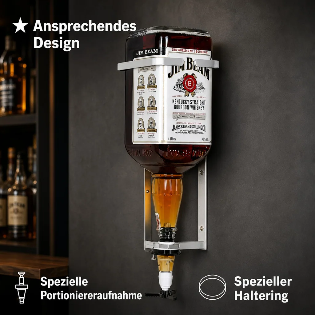 JIM BEAM Flaschenhalter, Flaschen Wandhalterung, Wandhalter für die 4.5 Liter Flasche