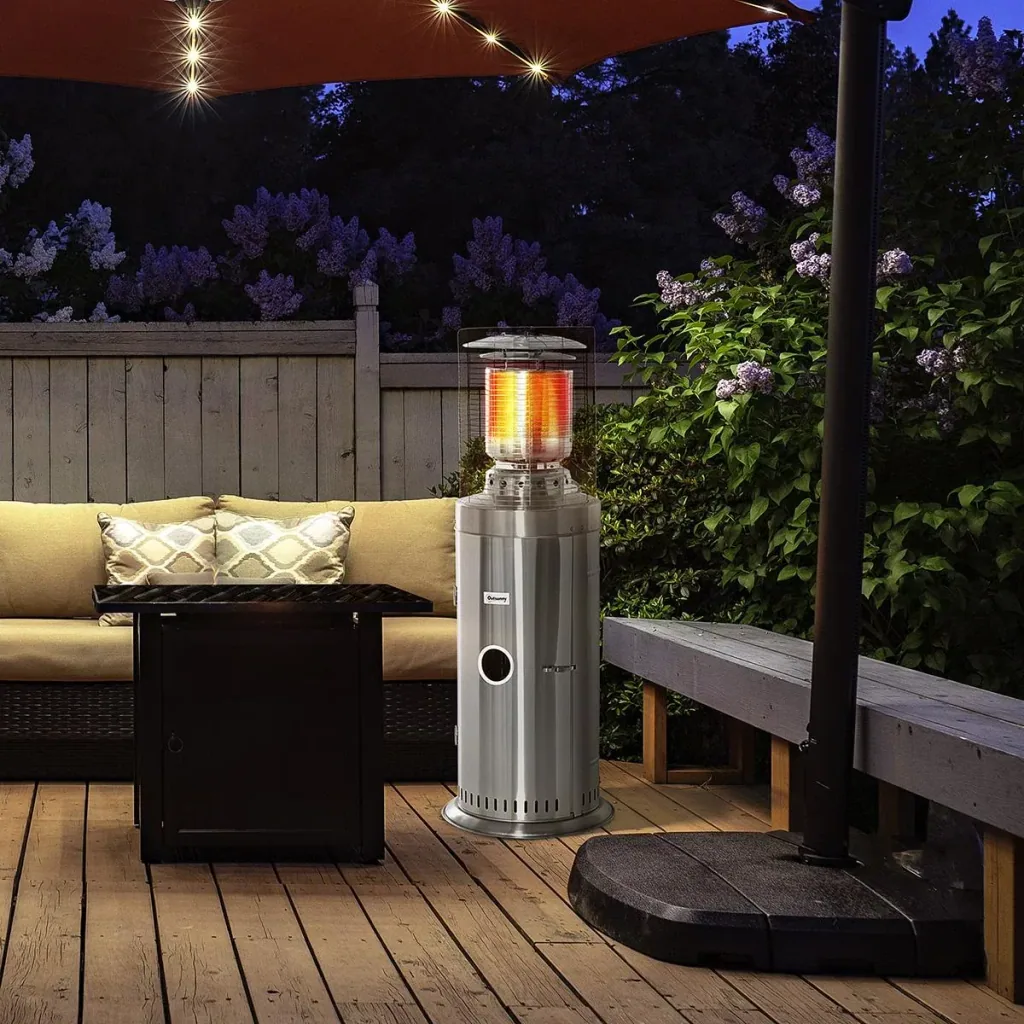 Heizstrahler Terrassenheizer mit Handgriff und Rädern Terrassenstrahler mit Drehknopf rollbar Gas 10KW elegantes Aussehe