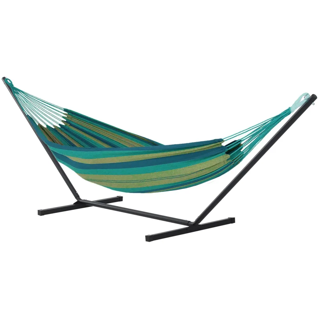 Hängemattengestell für Hängematte Hängemattenständer mit Hacken Garten Strand Metall 360x92x115cm bis 150kg