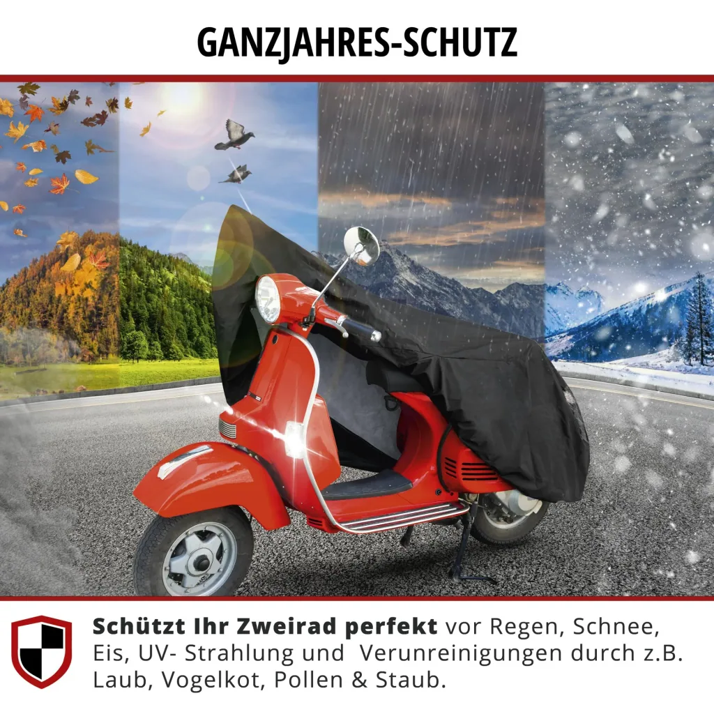 Motorrad-Garage, Vespa-Abdeckung wasserdicht Größe S - 185 x 90 x 110 cm schwarz