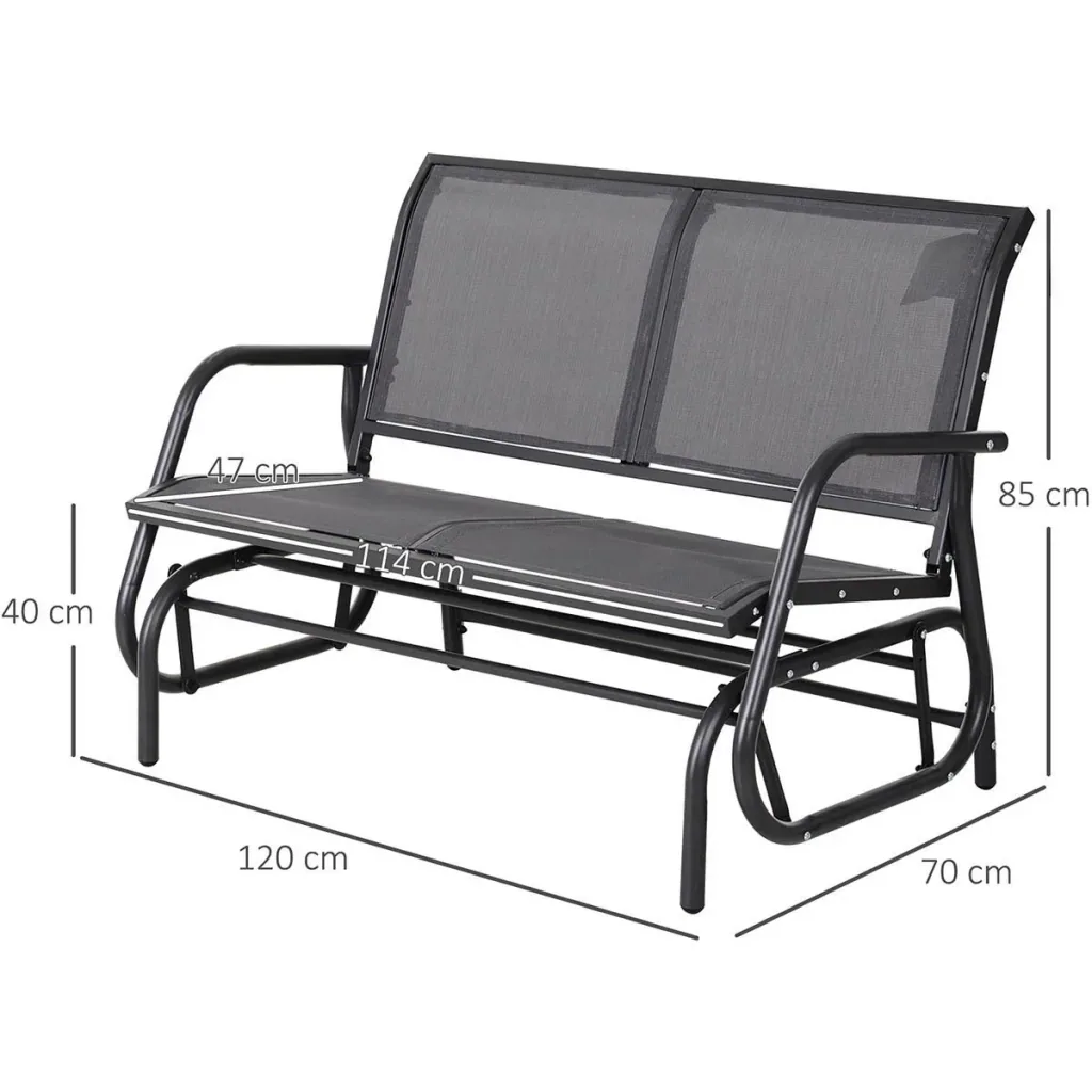 Schaukelbank 2-Sitzer Gartenbank Gartenschaukel Sitzbank Parkbank Metall Gartenmöbel Grau 120 x 70 x 88 cm