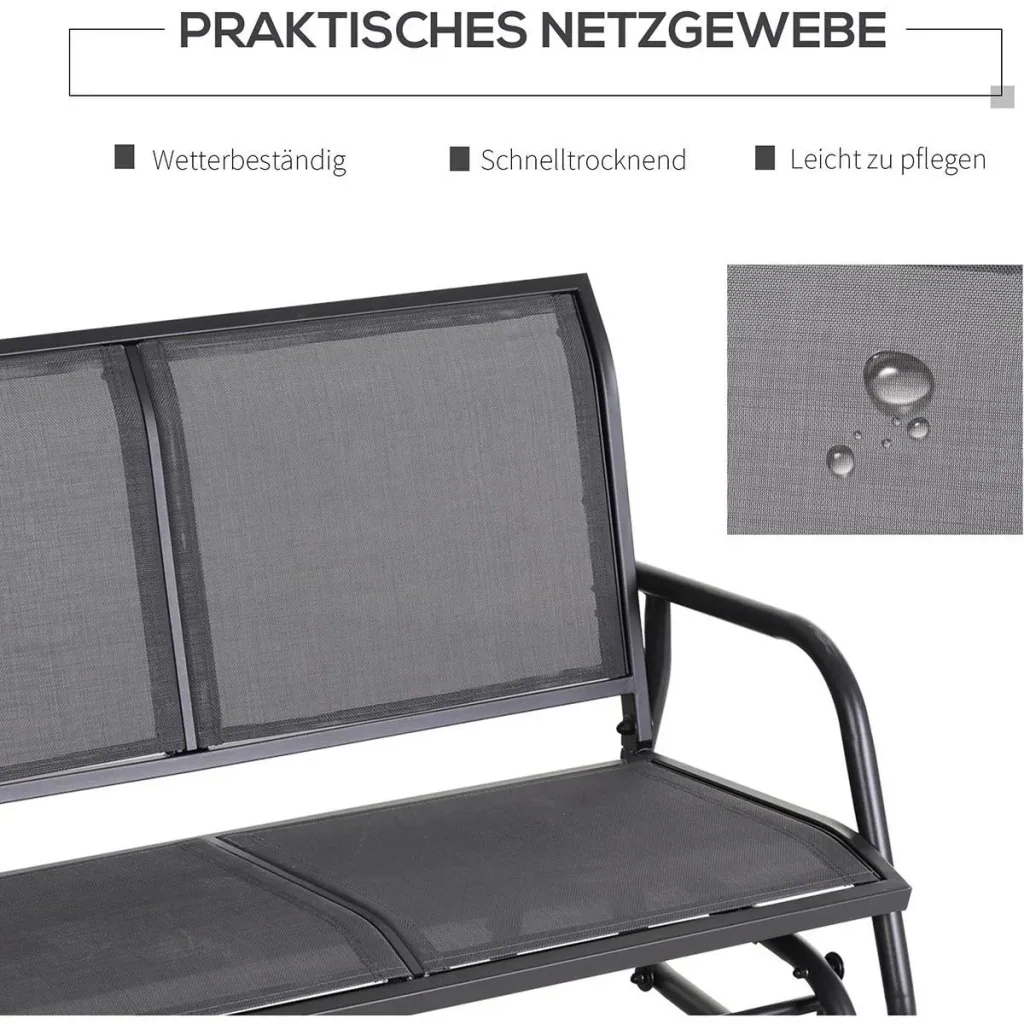 Schaukelbank 2-Sitzer Gartenbank Gartenschaukel Sitzbank Parkbank Metall Gartenmöbel Grau 120 x 70 x 88 cm