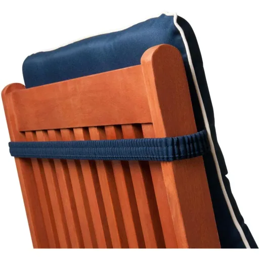 6x Sitzkissen Vanamo Blau mit cremefarbenem Einband - 120 x 45 x 5cm