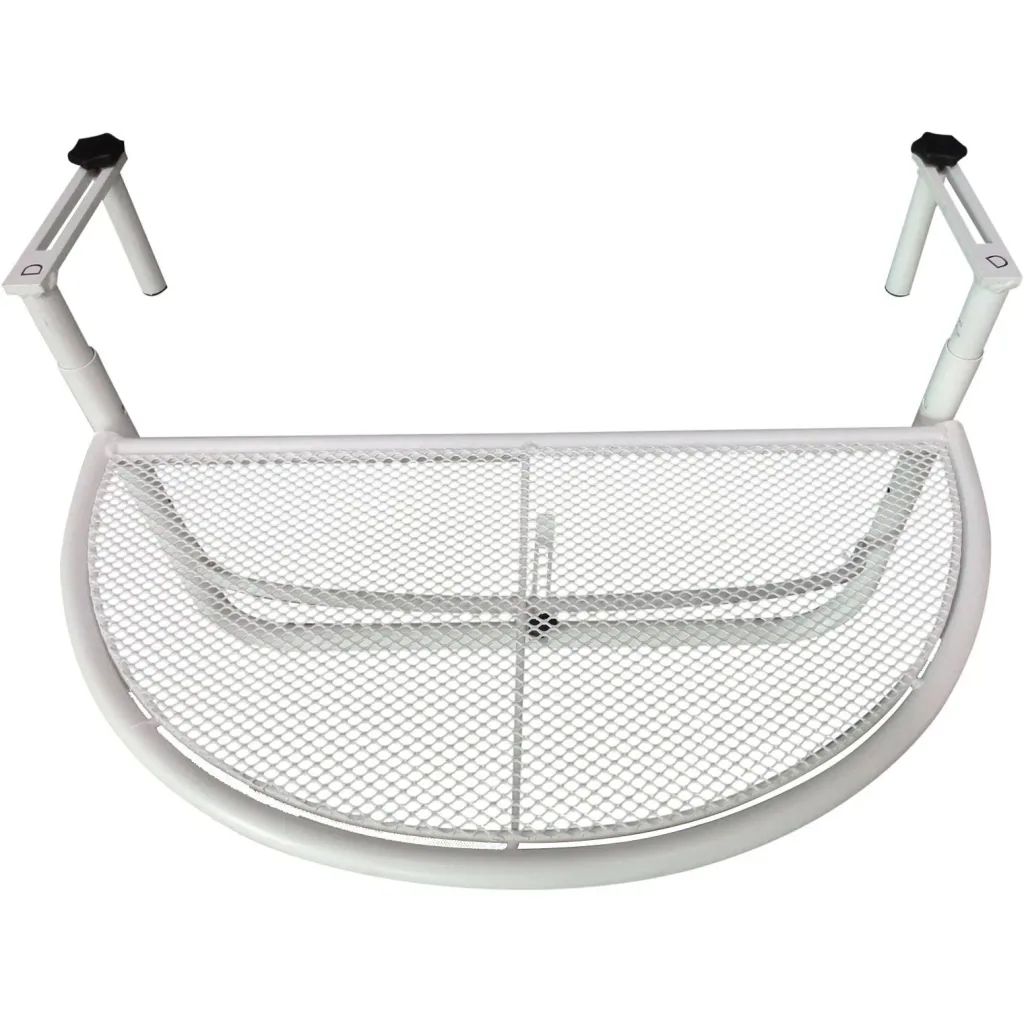 Balkonhängetisch Hängetisch höhenverstellbar halbrund Ø30 cm Terrasse Metall Weiß