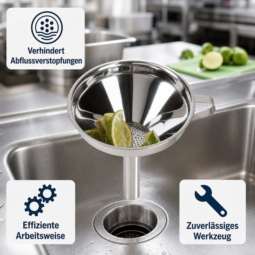 Restetrichter für Spülbecken, Edelstahl