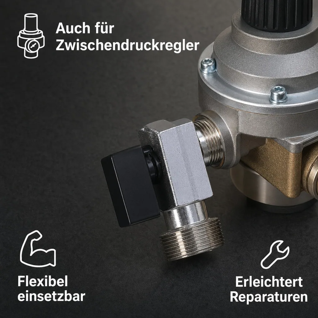 Absperrventil, Absperrhahn für Druckminderer, 1-leitig