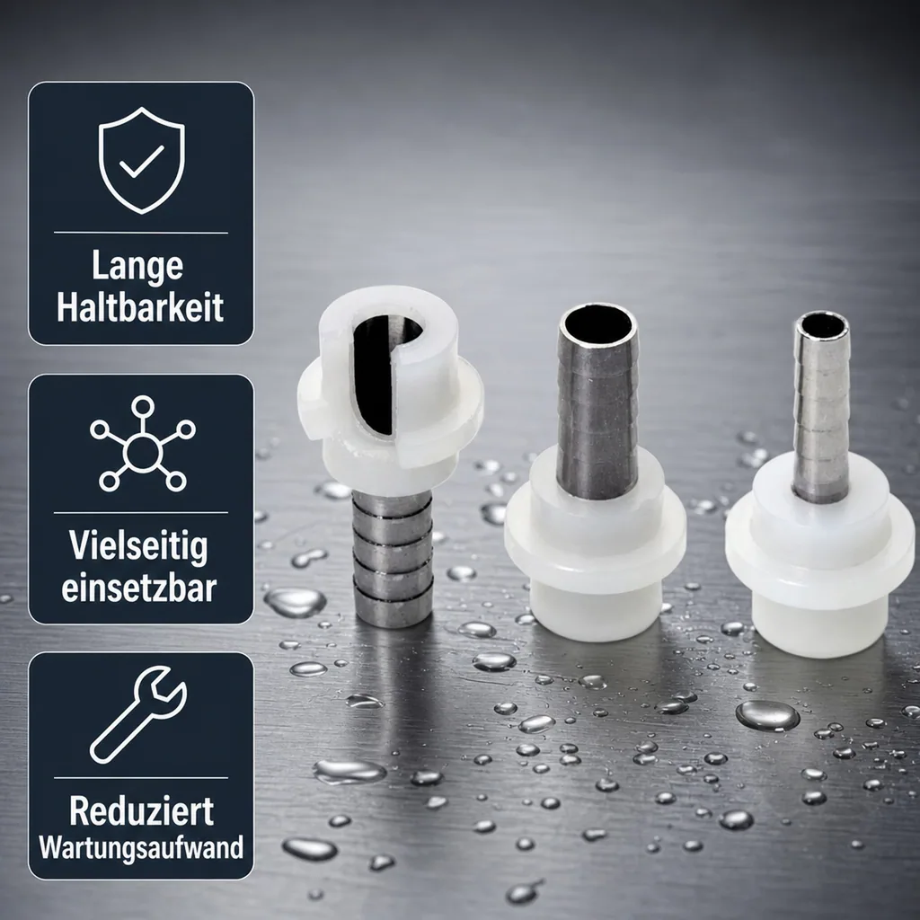 Schlauchtülle, Tülle Gerade für Bier oder CO2 Schlauch mit Angespritzter Dichtung, 4mm